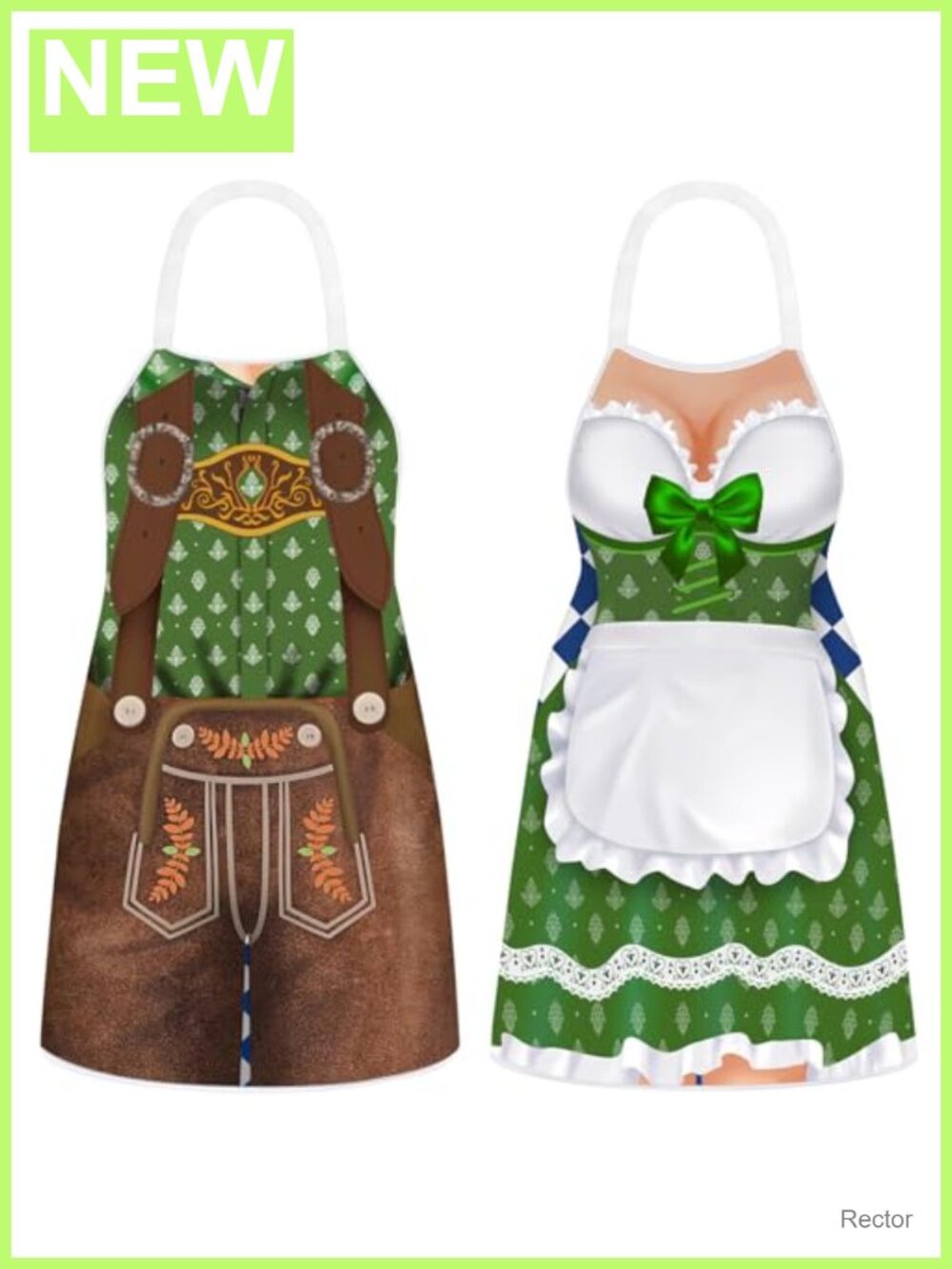 Oktoberfest Aprons 2 Pack German Couple Costume Kitchen BBQ